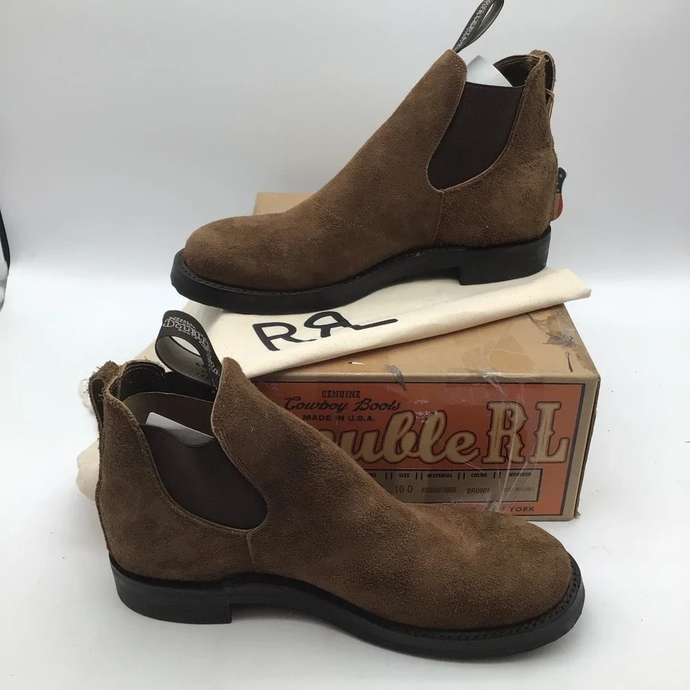 RRL Double RL Ralph Lauren Congress Chelsea Boots Brown USA Mens Size 10‎ NEW